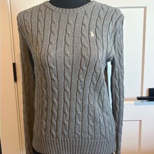 Ralph Lauren Y2K Gray Cable Knit Crewneck Sweater